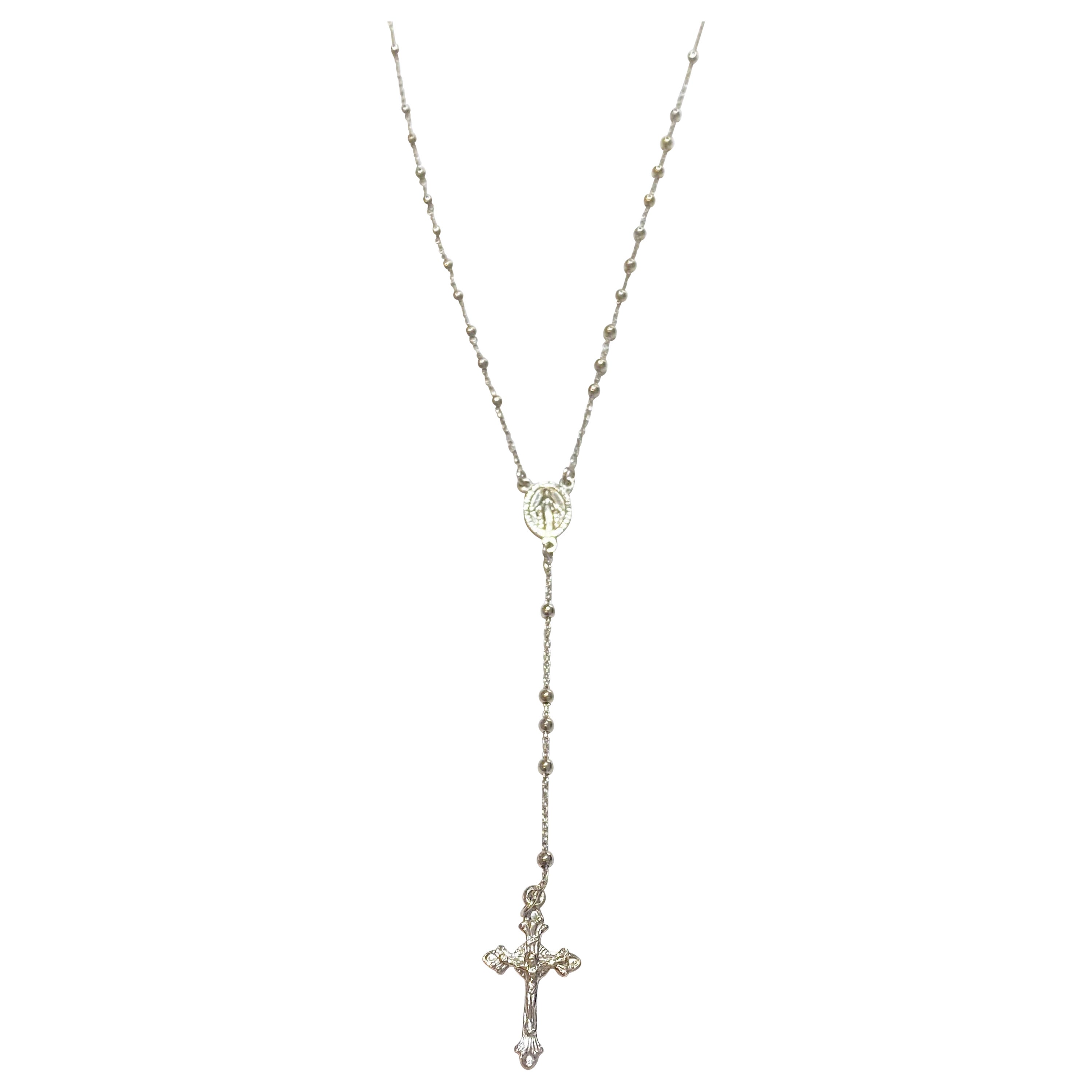 Collier de Rosary en argent sterling, Rosary catholique pour église tout en argent sterling