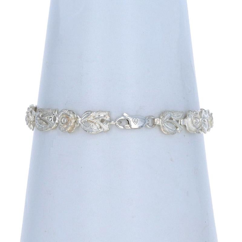 Women's Sterling Silver Rose Blossom Link Bracelet 7