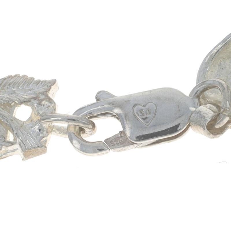 Pulsera de eslabones Flor de rosa de plata de ley 7