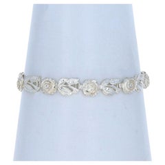 Pulsera de eslabones Flor de rosa de plata de ley 7" - 925 Flores