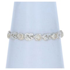 Sterling Silber Rosenblüten-Gliederarmband 7" - 925 Blumen