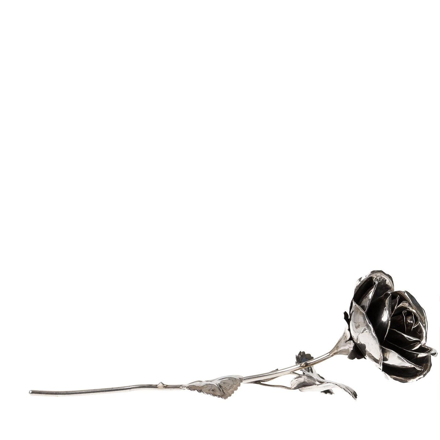 Italian Sterling Silver Rose For Sale