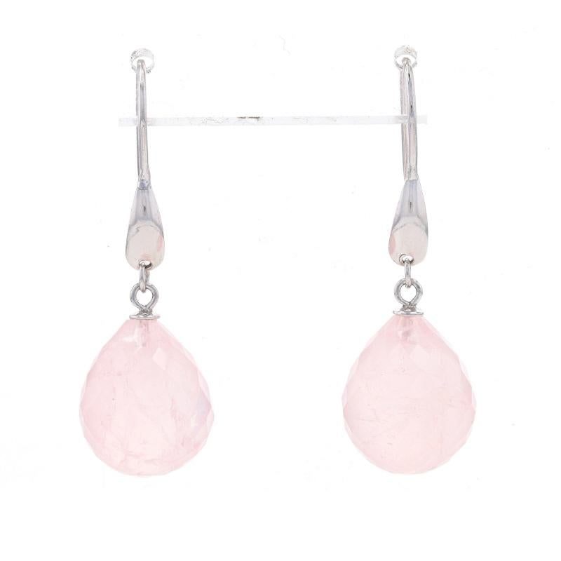 Metal Content: Sterling Silver

Stone Information

Natural Rose Quartz
Cut: Briolette
Color: Light Pink

Style: Dangle
Fastening Type: Fishhook Closures

Measurements

Tall: 1 9/16