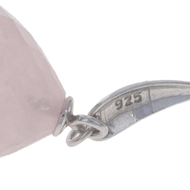 Sterling Silver Rose Quartz Dangle Earrings - 925 Briolette Pierced For Sale 1