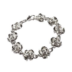 Sterling Silber Rosette Kette Gliederarmband, 925, florales Design