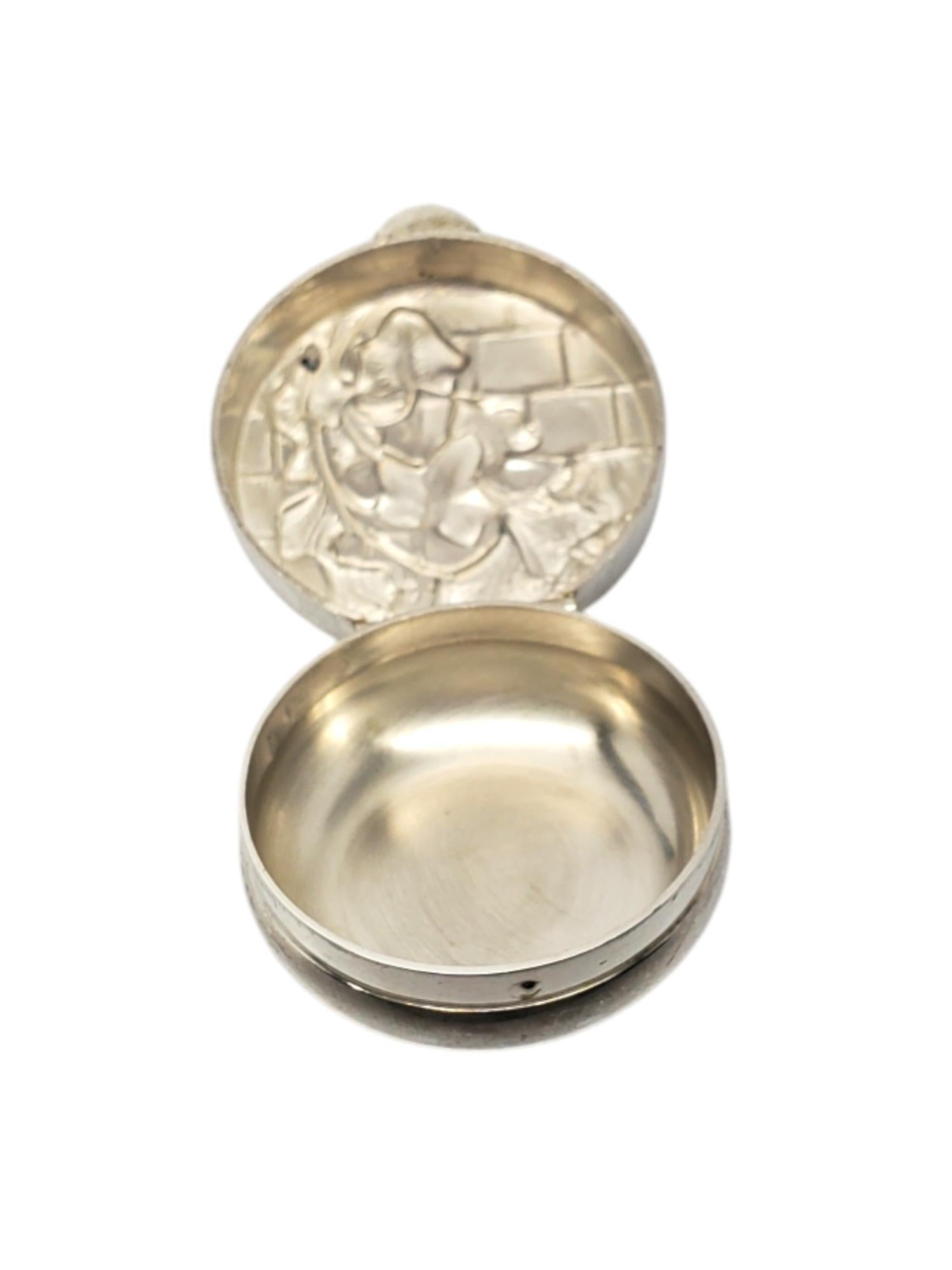 Sterling Silver Round Pill Box With Ivy Design # 19683 For Sale 1