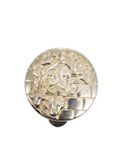Runde Pillenschachtel aus Sterlingsilber mit Efeu-Design # 19683