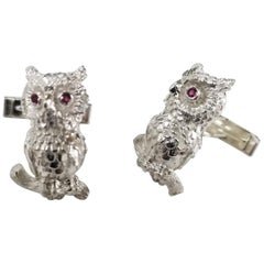 Sterling Silver Rubies "Owl" Cufflinks