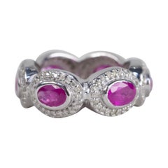 Vintage Sterling Silver Ruby and Diamond Fashion Ring