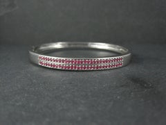 Sterling Silver Ruby Bangle Bracelet 7.25 Inches
