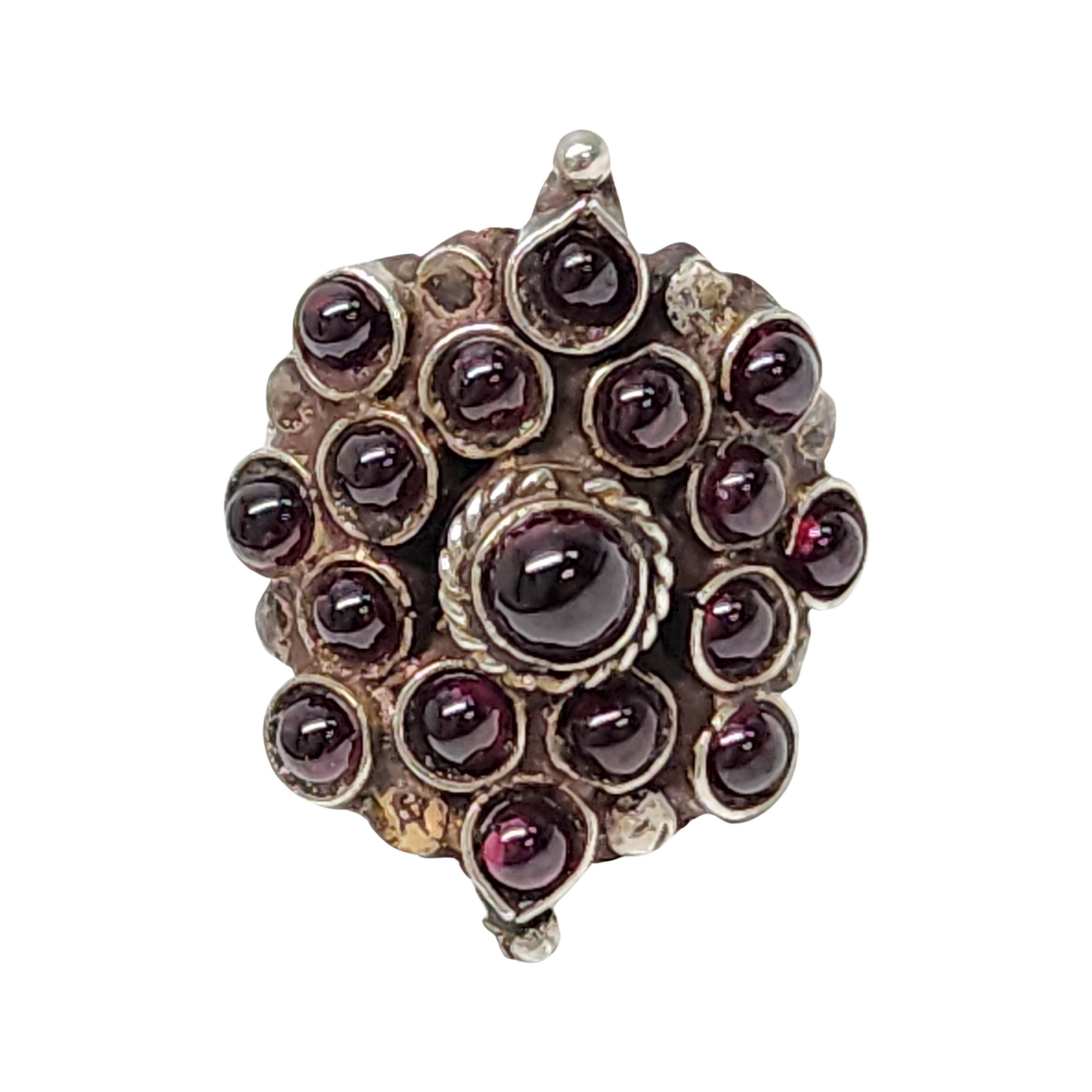 Sterling Silver Ruby Cabochon Cluster Ring Size 6.5 #16696 For Sale 2