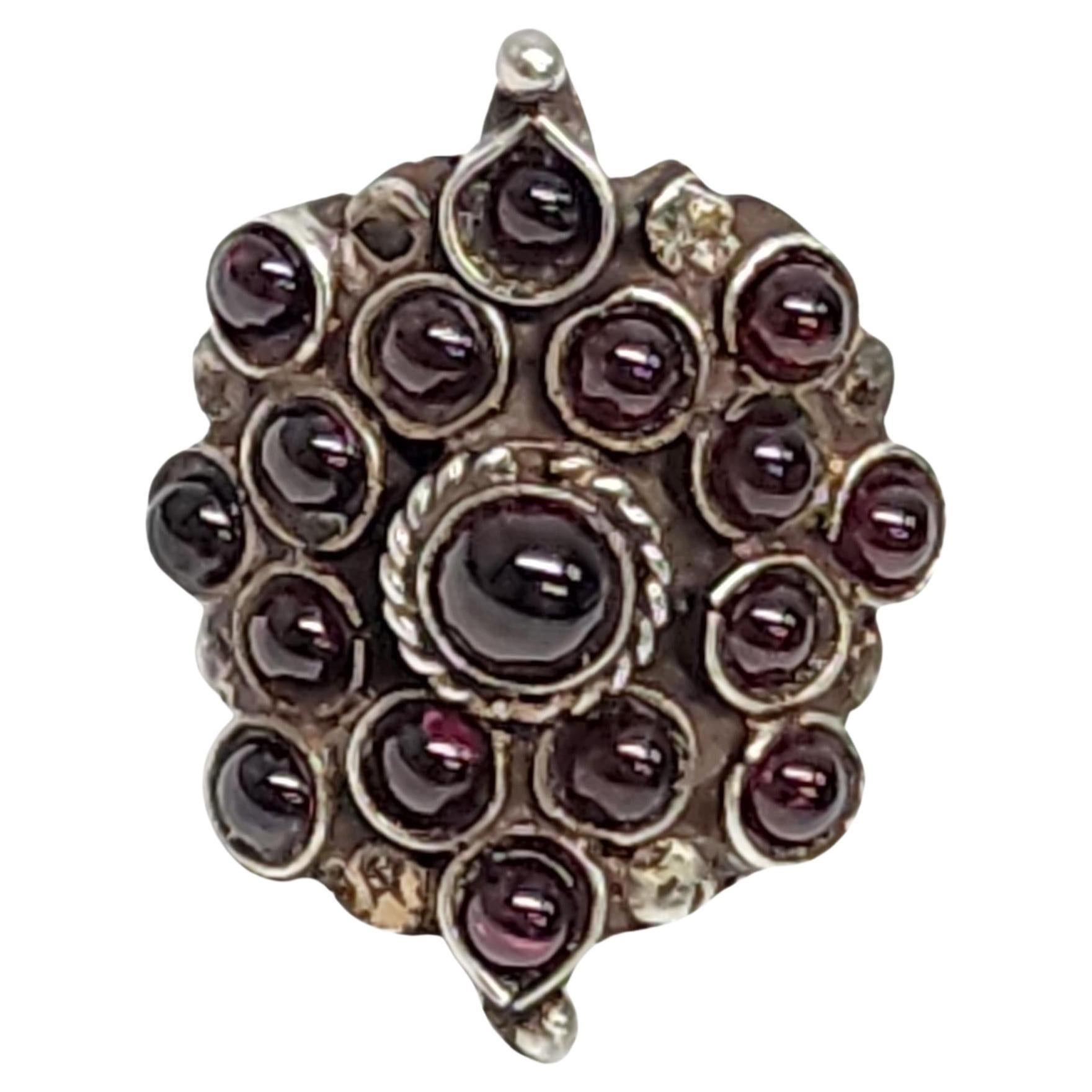 Sterling Silver Ruby Cabochon Cluster Ring Size 6.5 #16696