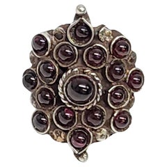 Vintage Sterling Silver Ruby Cabochon Cluster Ring Size 6.5 #16696