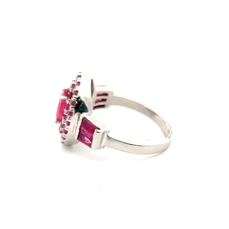 For Sale:  Sterling Silver Ruby Halo Wedding Ring for Women, Valentine Gift 4