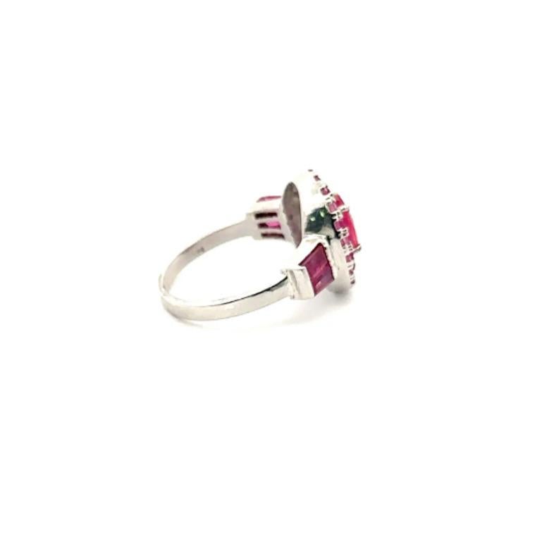 Sterling Silver Ruby Halo Wedding Ring for Women, Valentine Gift 7