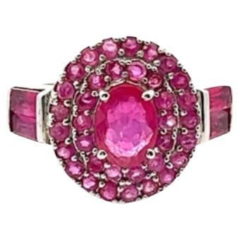 For Sale:  Sterling Silver Ruby Halo Wedding Ring for Women, Valentine Gift