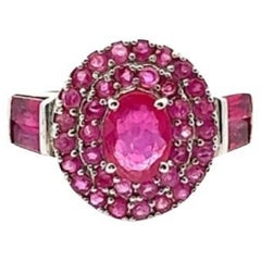 Sterling Silver Ruby Halo Wedding Ring for Women, Valentine Gift