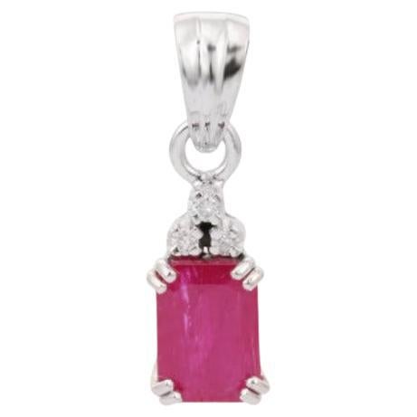 Sterling Silver Ruby Pendant with Diamonds Gifts for Her For Sale