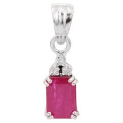 Sterling Silver Ruby Pendant with Diamonds Christmas Gifts for Her