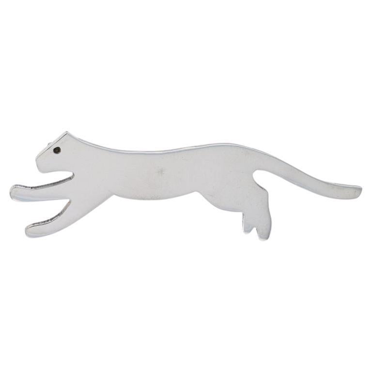 Sterling Silver Running Panther Brooch - 925 Jungle Cat Pin Mexico