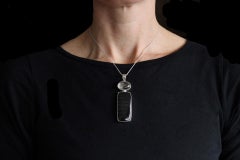 Sterling Silver Rutilated Quartz and Hypersthene Pendant