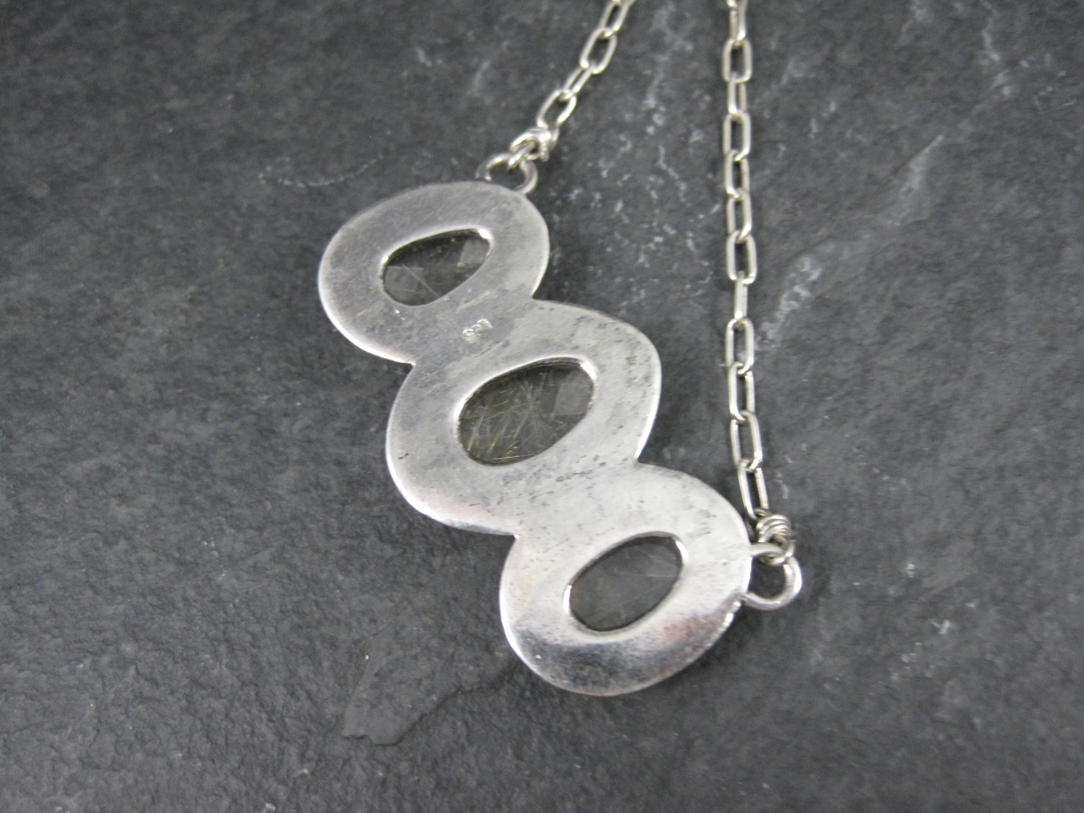 Sterling Silver Rutilated Quartz Necklace For Sale 5