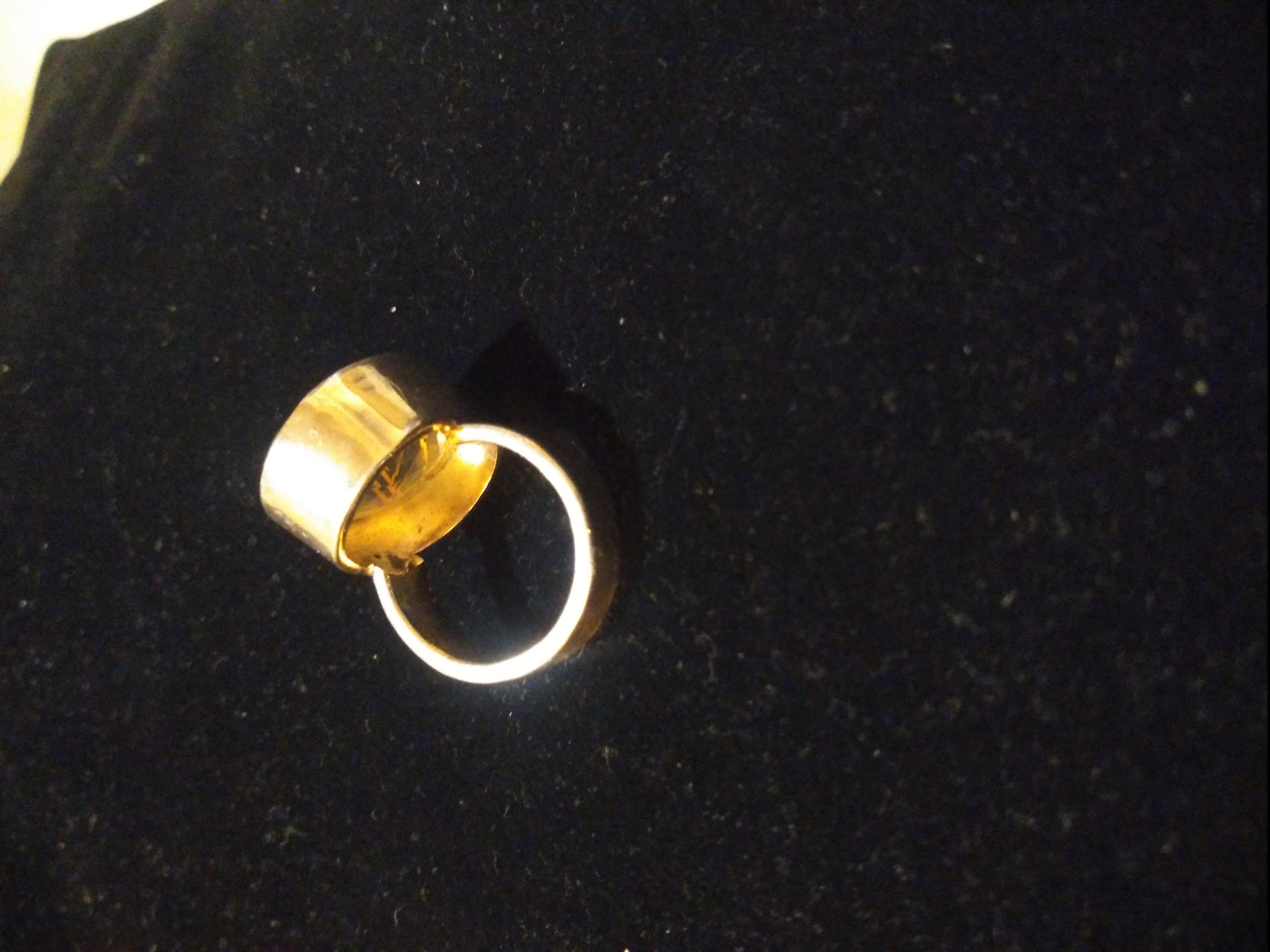 Mid-Century Modern Sterling Silver Rutilated Quartz Size 8 Ring