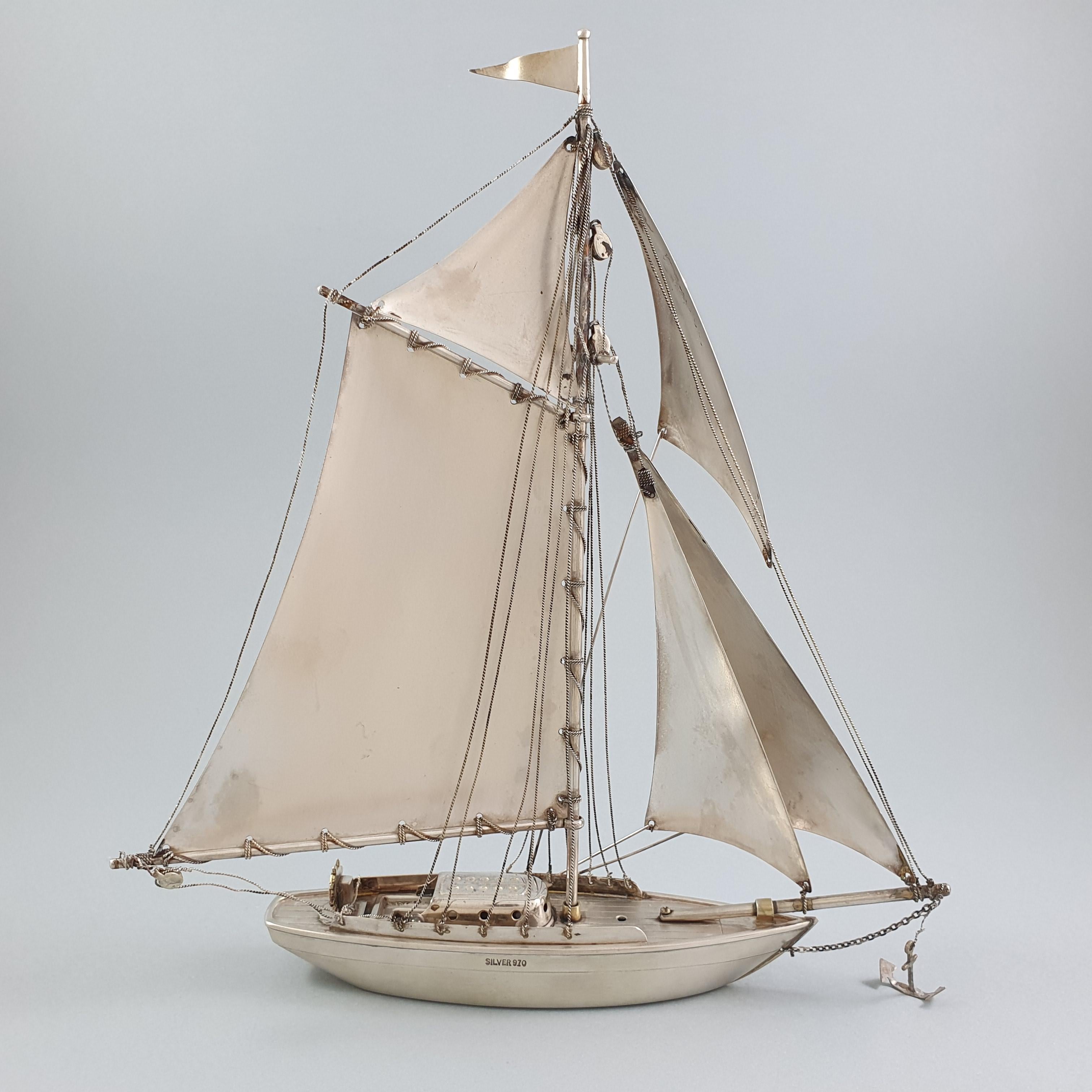 Late 20th Century Sterling Silver Sailboat Boat