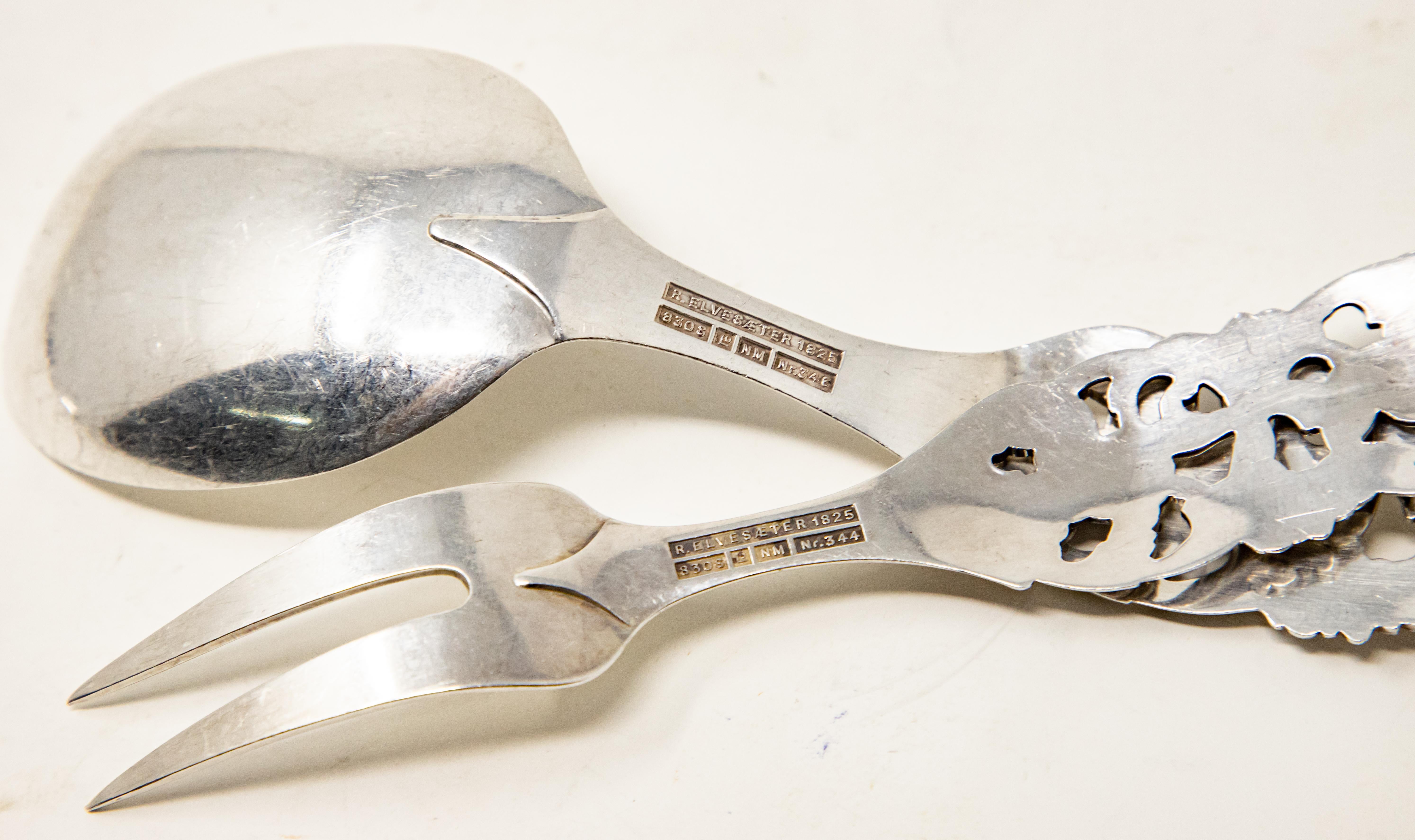 Forged Sterling Silver Salad Cutlery, Norway For Sale