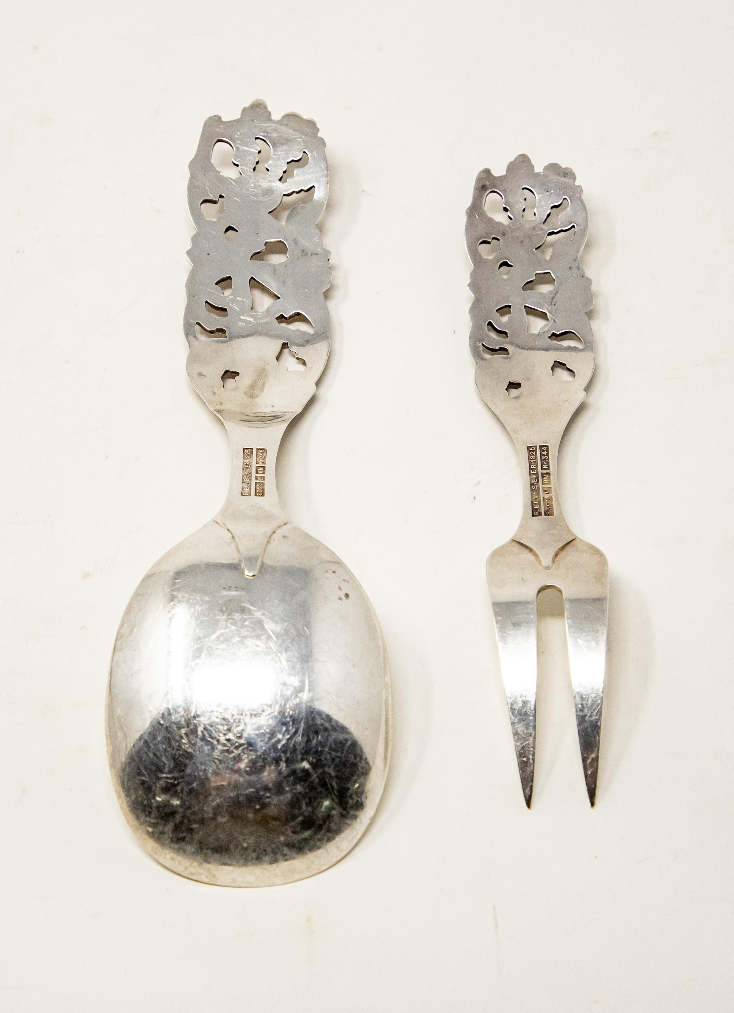 20th Century Sterling Silver Salad Cutlery, Norway For Sale