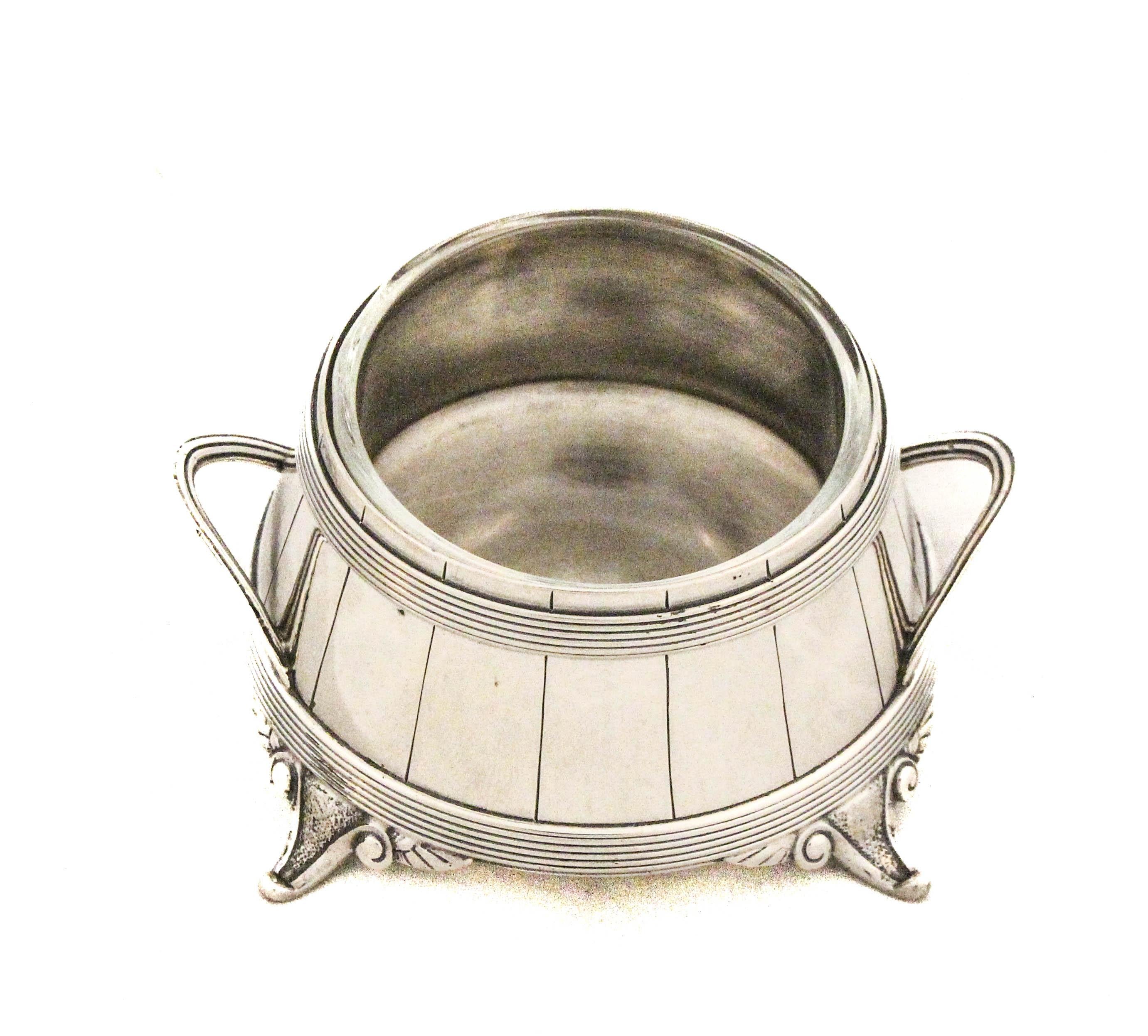 This is a finely crafted sterling silver salt cellar by Gorham Silversmiths, hallmarked for the year 1872. Measuring approximately 3 inches wide by 2 inches high, the piece reflects the elegant refinement and high craftsmanship of late 19th-century
