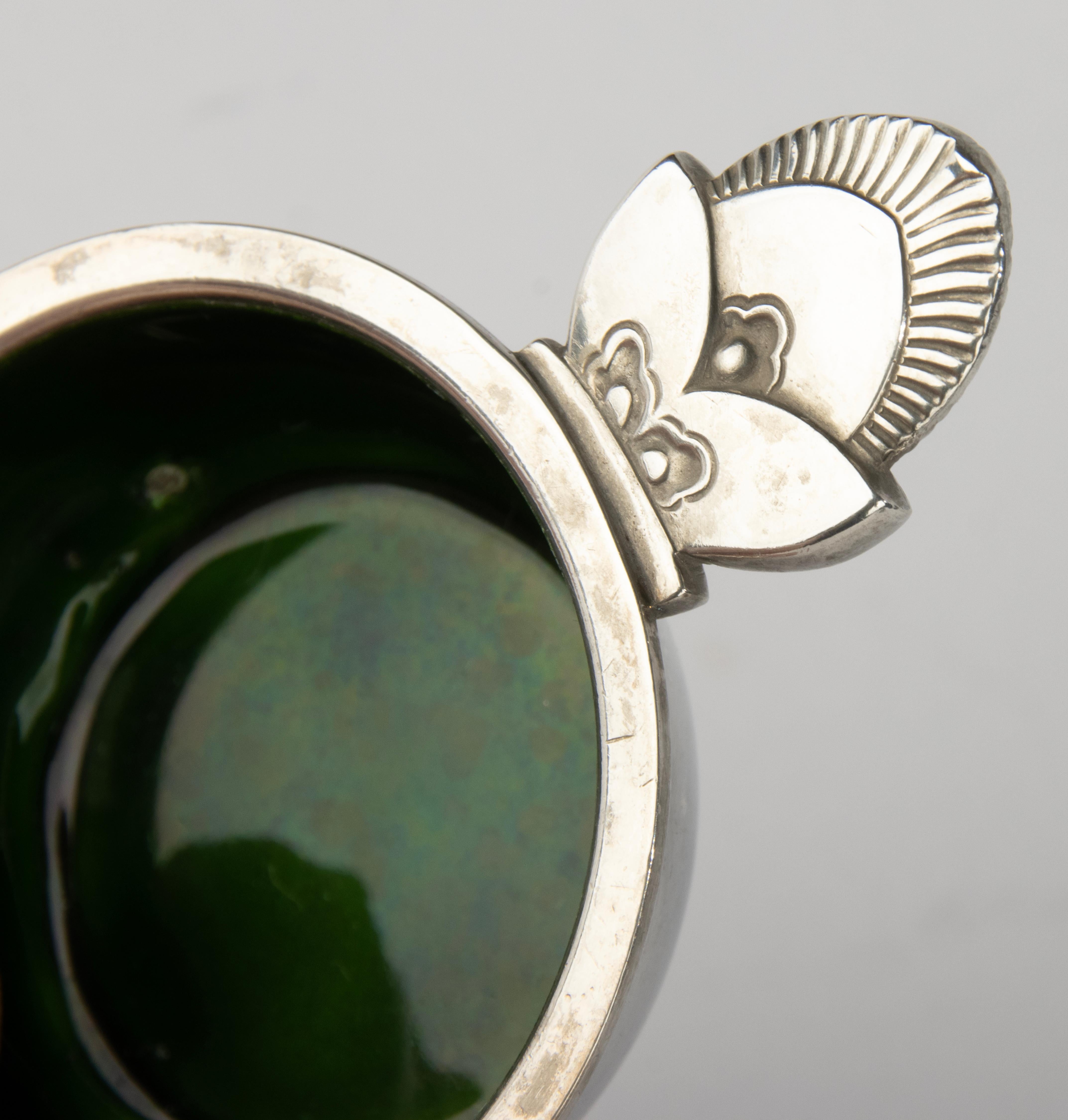 Salero de plata de ley con cuchara para sal - Georg Jensen mediados del siglo XX en venta