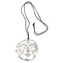 Sterling Silver Salvador Dali Style Sculptural Pendant Necklace Signed Vintage