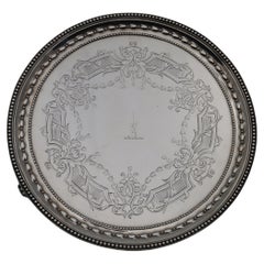 Antique Sterling Silver Salver by John Samuel Hunt London, 1864