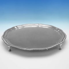 Large Antique Sterling Silver Salver by Elkington & Co., 1919.