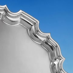 Irish Chippendale Border Sterling Silver Salver by West & Son of Dublin
