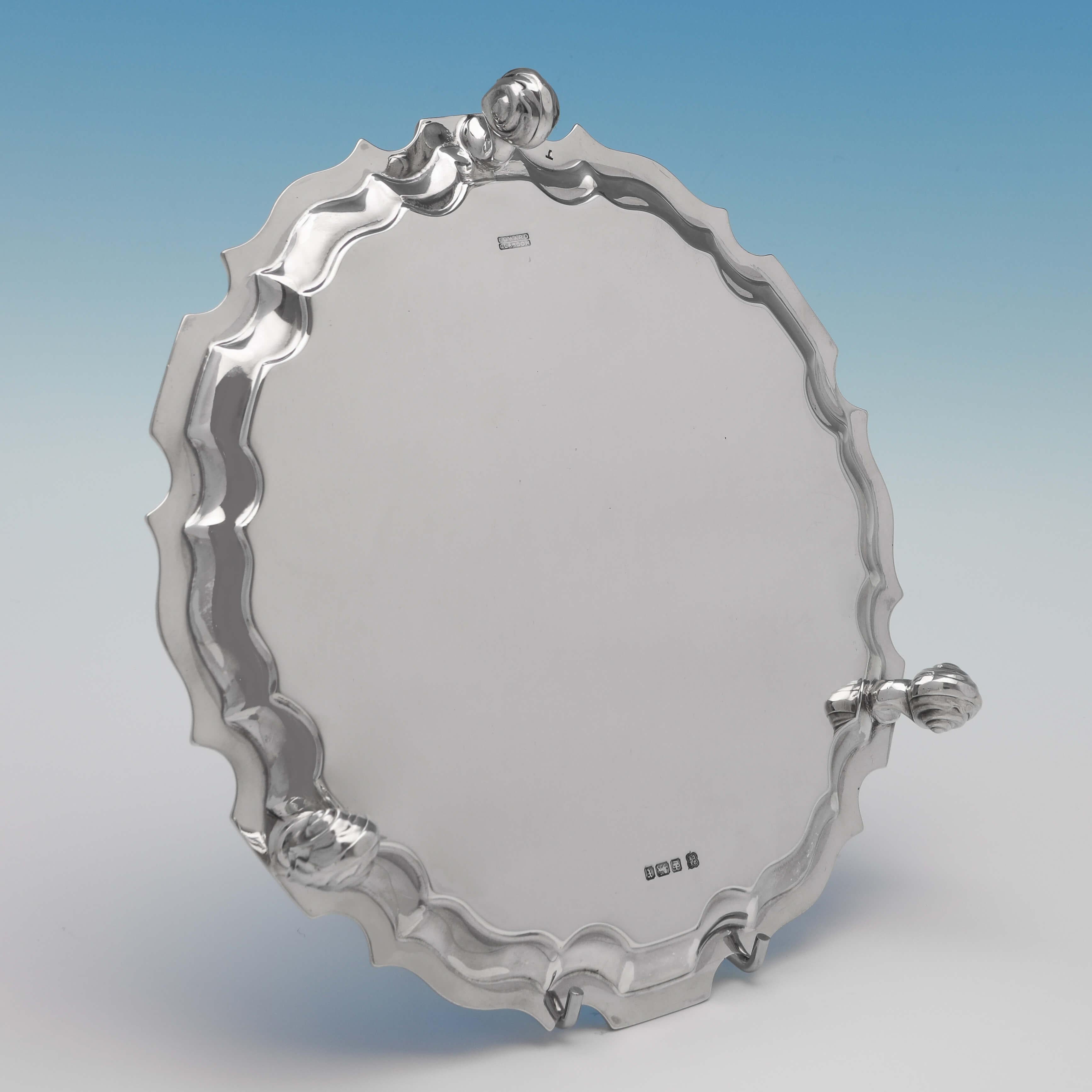 English Antique Sterling Silver Salver, Sheffield, 1915