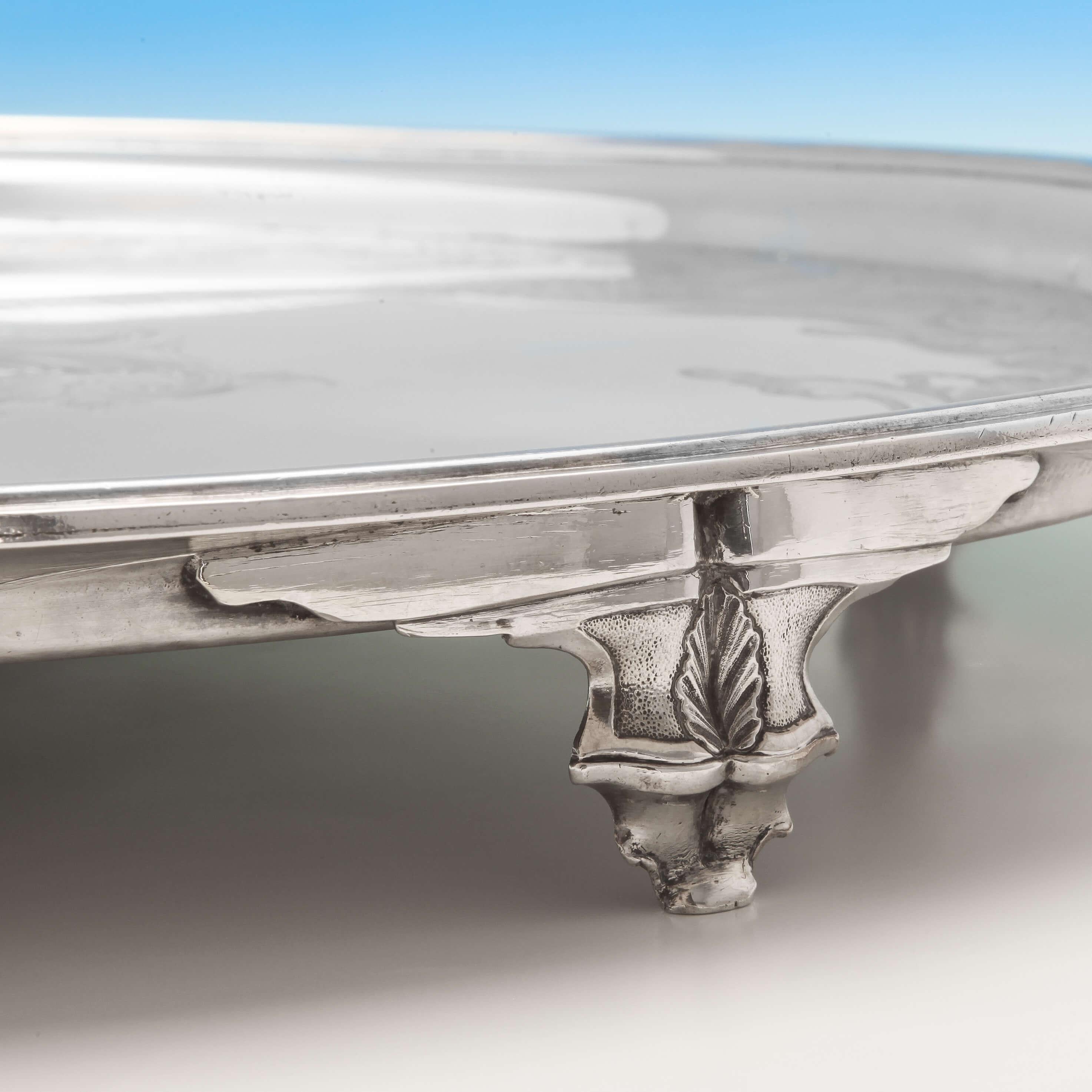 English Large & Heavy George II Sterling Silver Salver by Charles Frederick Kandler 1748