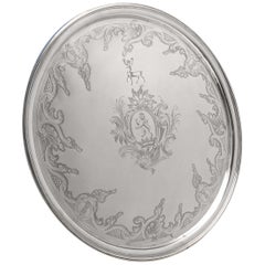 Large & Heavy George II Sterling Silver Salver by Charles Frederick Kandler 1748