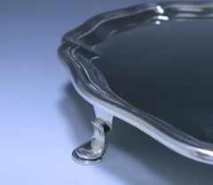 Sterling Silver Salver of Circular Form with a Chippendale Style Border