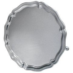 Used Sterling Silver Salver of Circular Form with a Chippendale Style Border