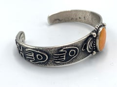 Sterling Silber Sandcast Armband von Navajo Silversmith Kirk Smith (JSW468)