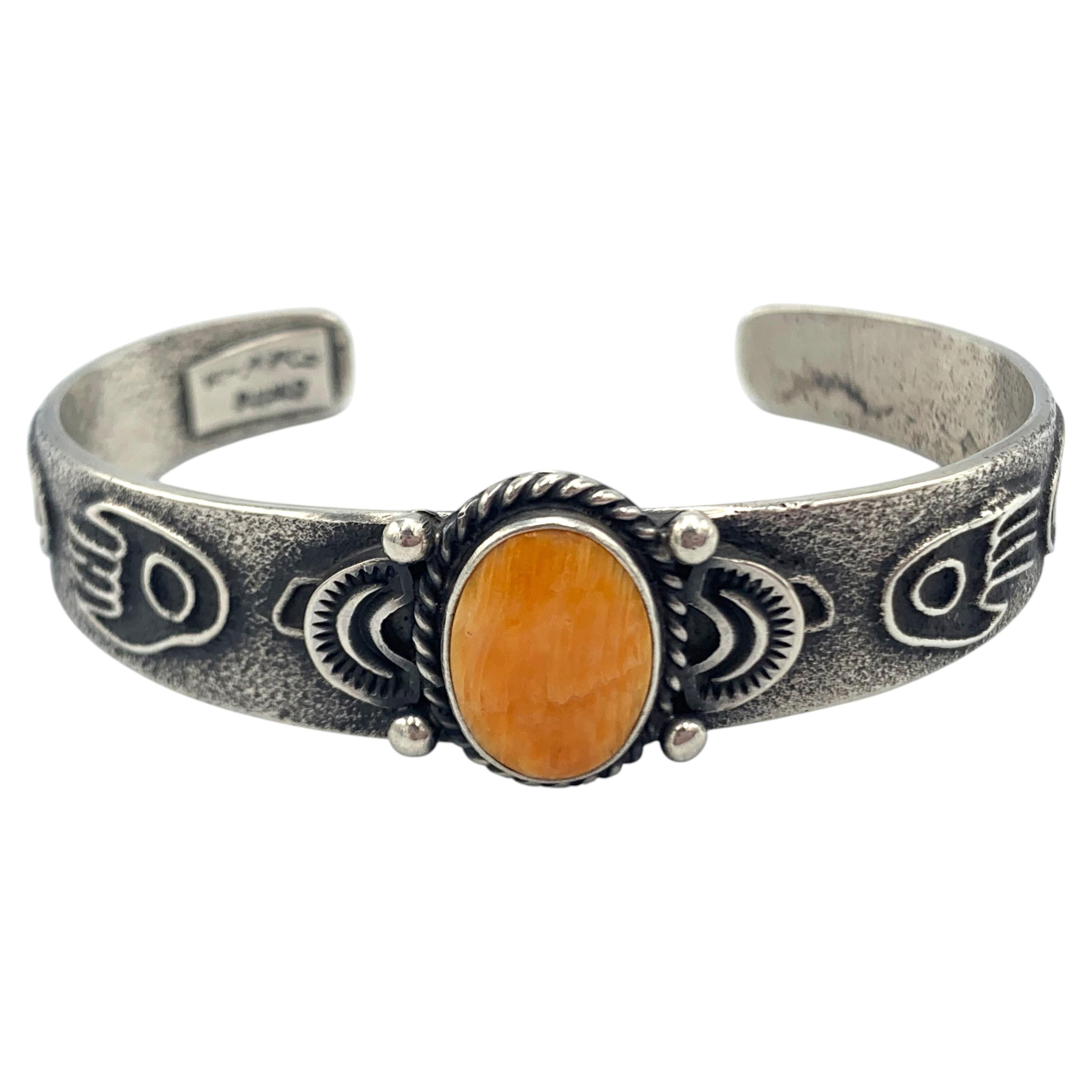 Sterling Silver Sandcast Bracelet by Navajo Silversmith Kirk Smith (JSW468) For Sale