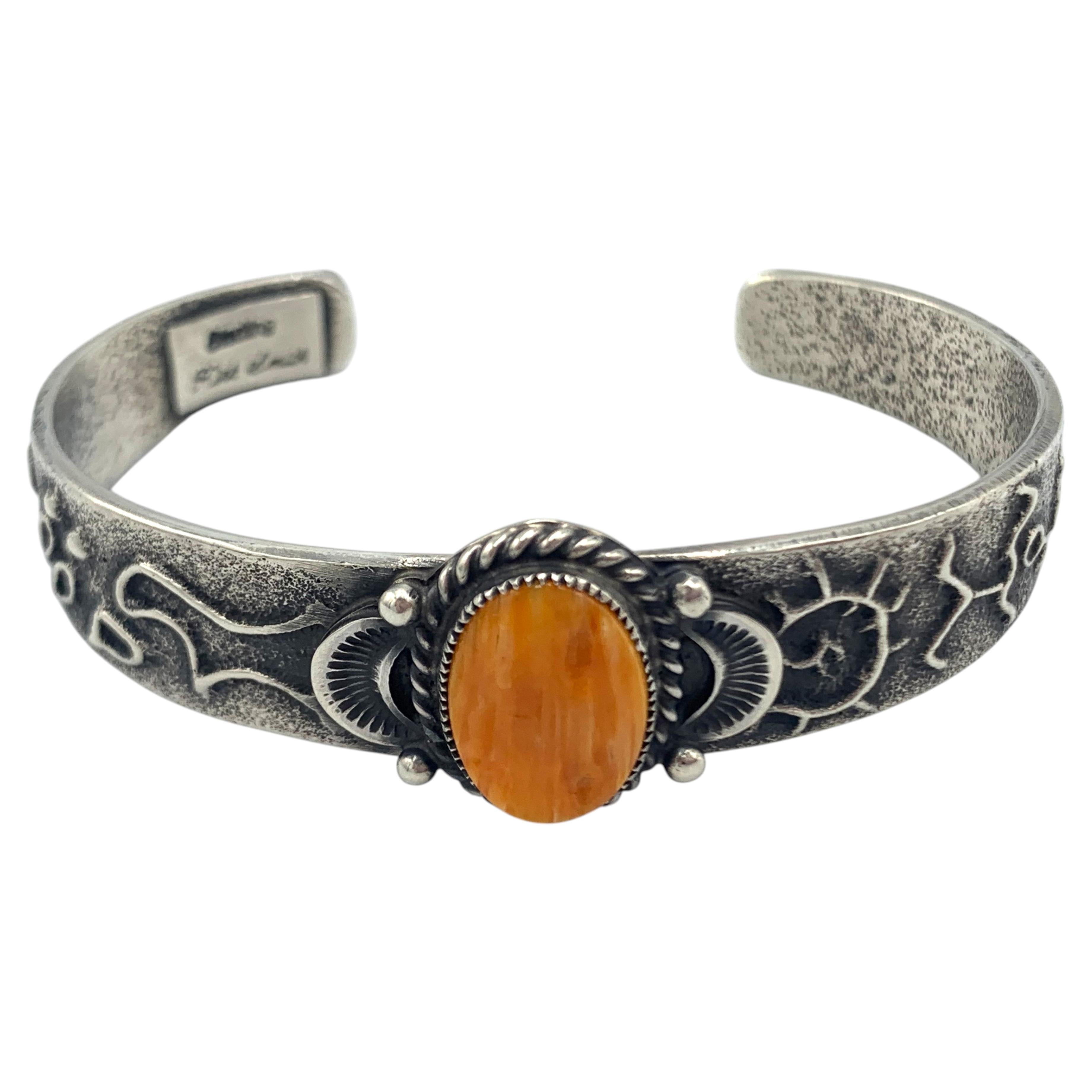 Sterling Silver Sandcast Bracelet by Navajo Silversmith Kirk Smith (JSW469) For Sale