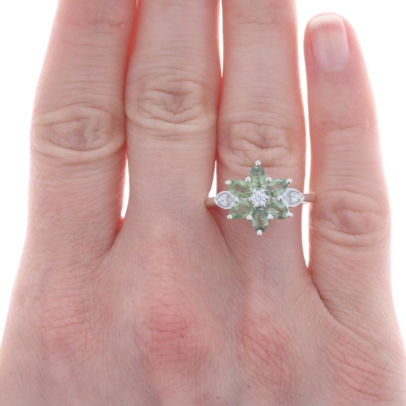 Sterling Silber Saphir Cluster Cocktail Halo Ring - 925 Oval 2,25ctw Blume (Ovalschliff)