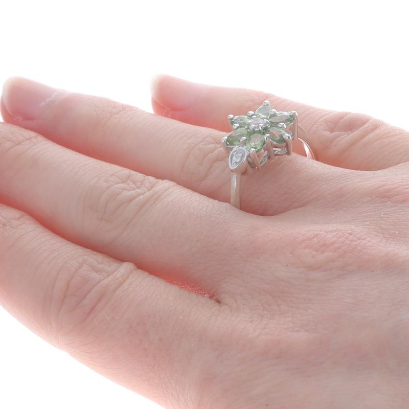 Sterling Silber Saphir Cluster Cocktail Halo Ring - 925 Oval 2,25ctw Blume Damen