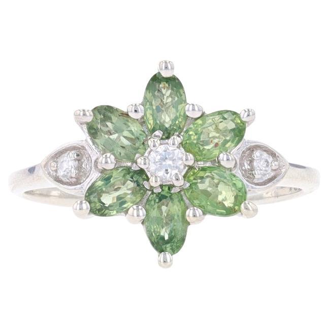 Sterling Silber Saphir Cluster Cocktail Halo Ring - 925 Oval 2,25ctw Blume