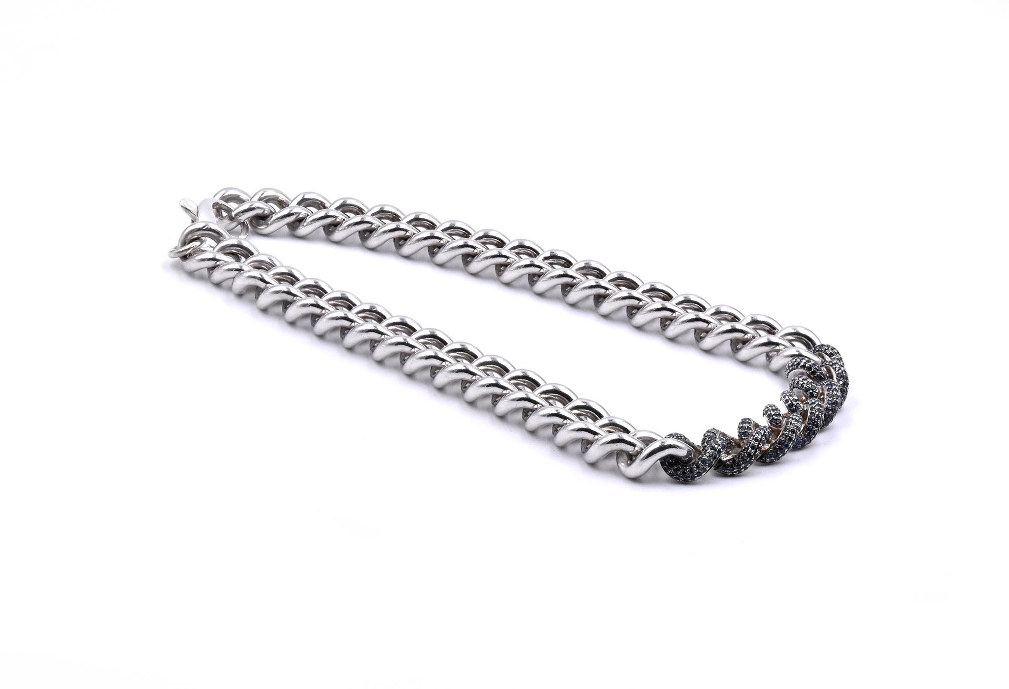 Material: sterling silver
Dimensions: necklace measures 18-inches, links measure 15mm wide
Weight: 216.21 grams
