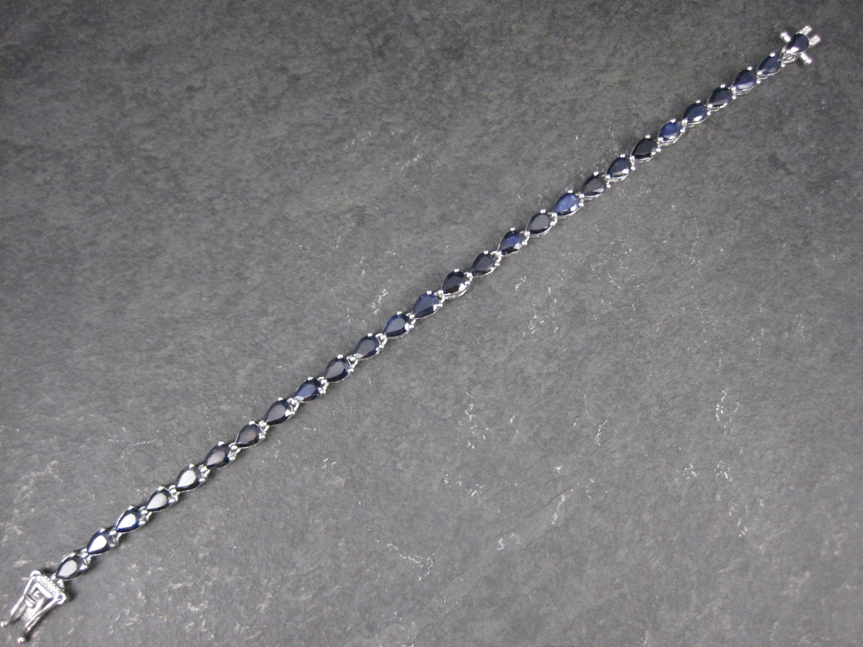 Contemporary Sterling Silver Sapphire Tennis Bracelet 7.5 Inches For Sale