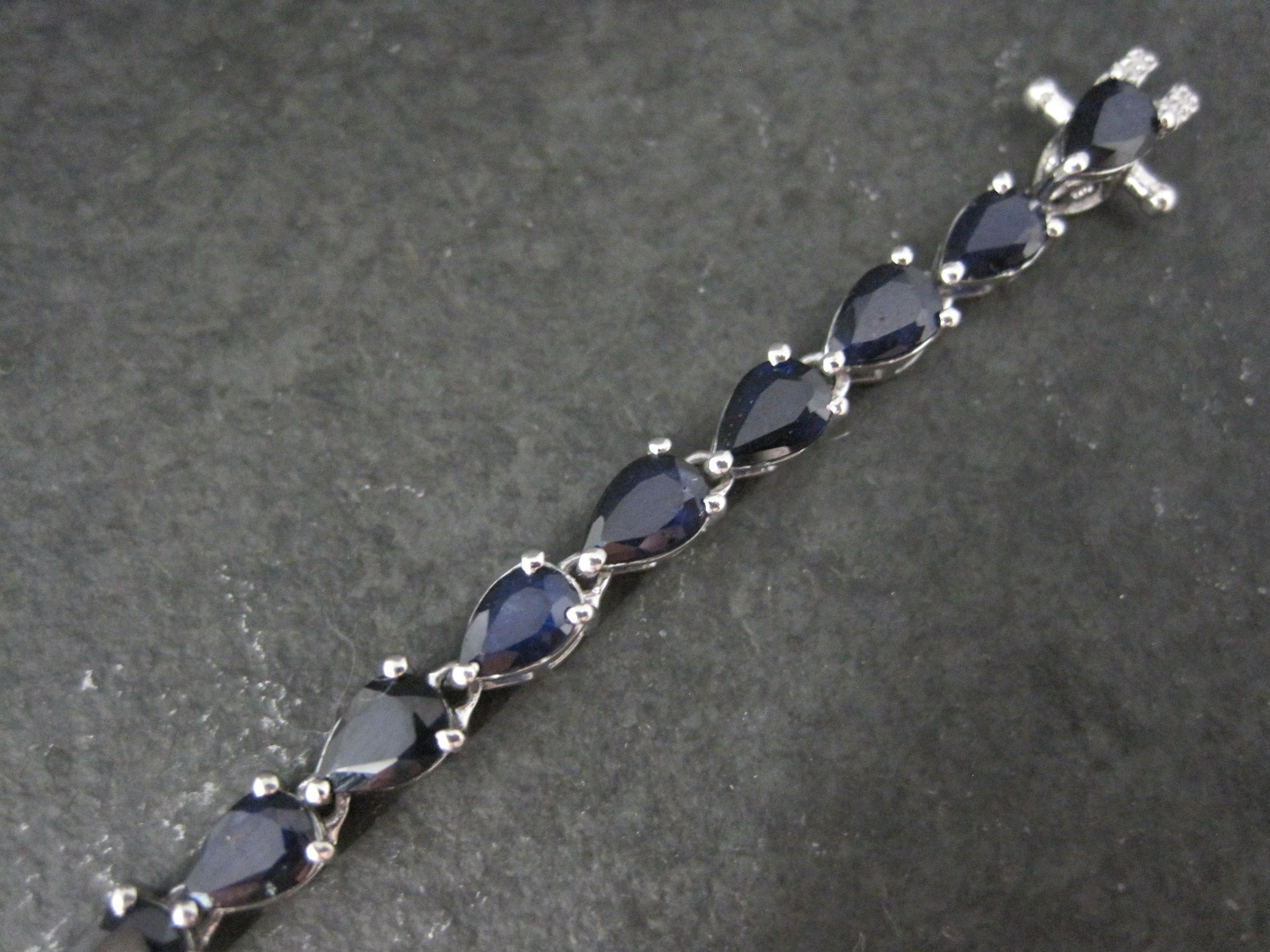 Women's Sterling Silver Sapphire Tennis Bracelet 7.5 Inches For Sale